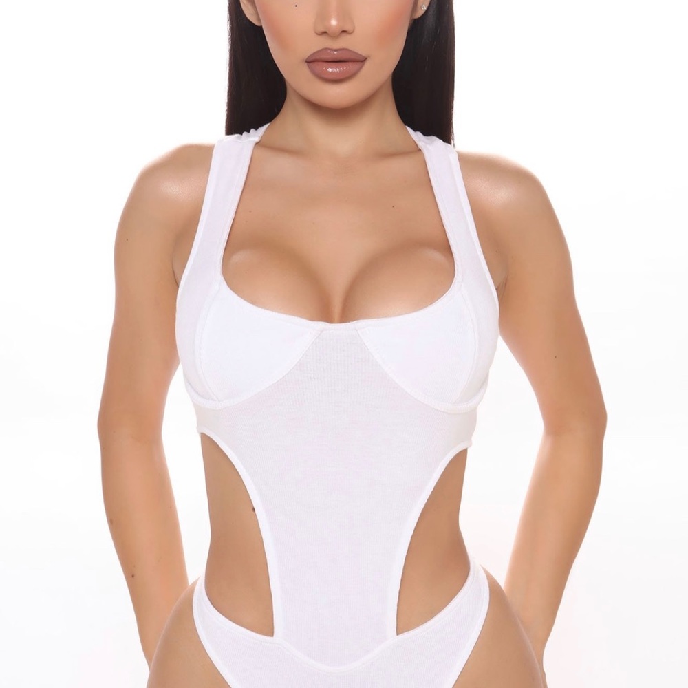 White cut out body suit